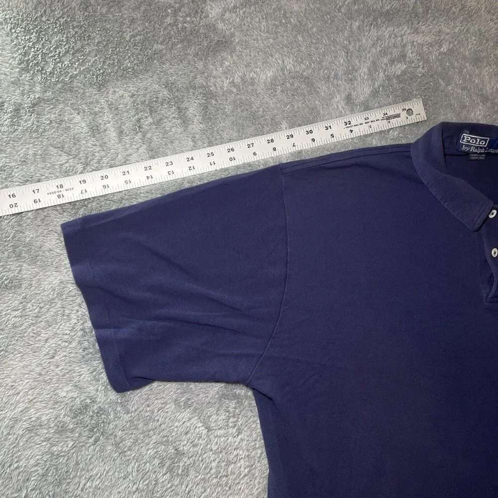 VTG Polo By Ralph Lauren Mens SZ XL Navy Blue Short Sleeve Crest Embroidered